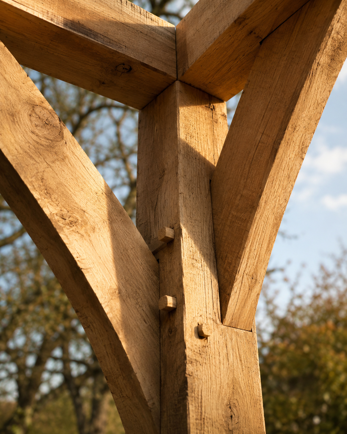 Finished oak frame interior